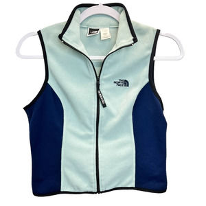 The North Face Womens Fleece Vest Blue Size SP Petite Sleeveless Full Zipper